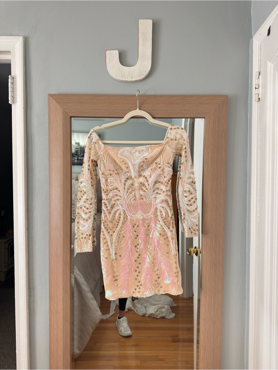 Dresses & Skirts - Women’s Sequin Embellished Pink Cream Party Dress - Size Small